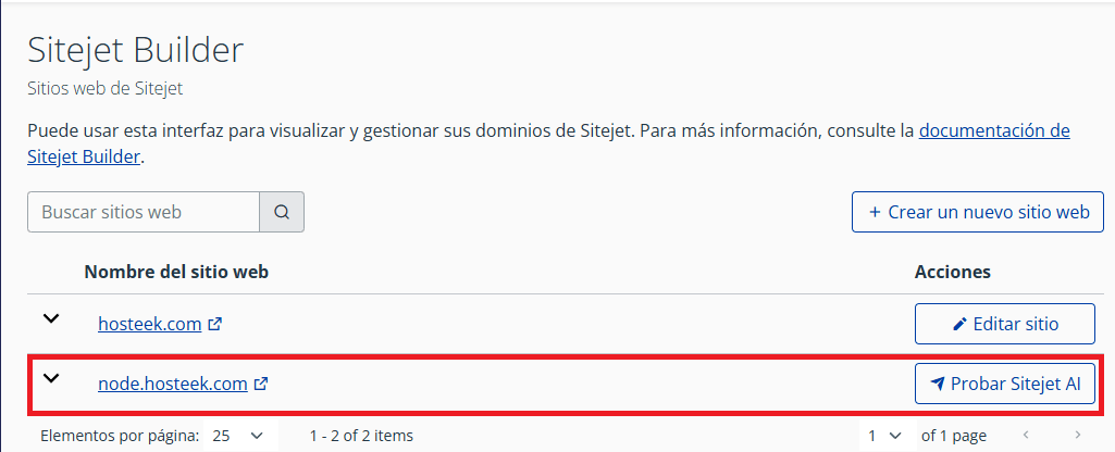 Interfaz de inicio