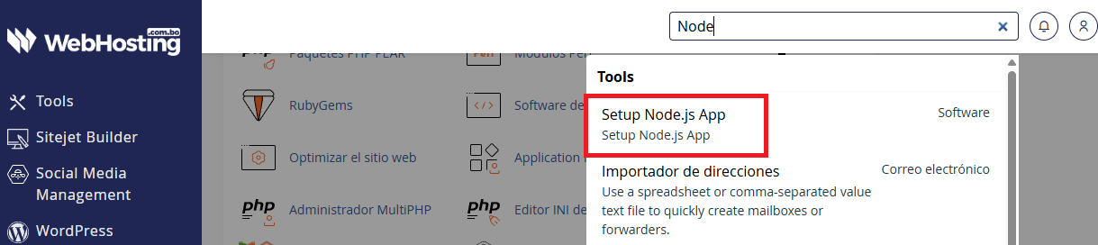 Localizar Setup Node.js App