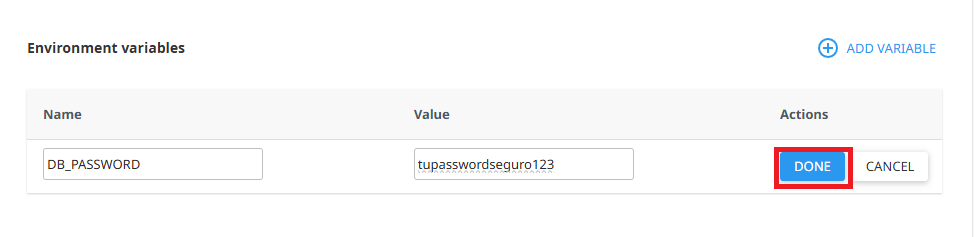 Variables de entorno en cPanel