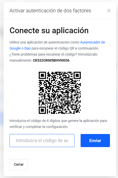 Validación código 2FA