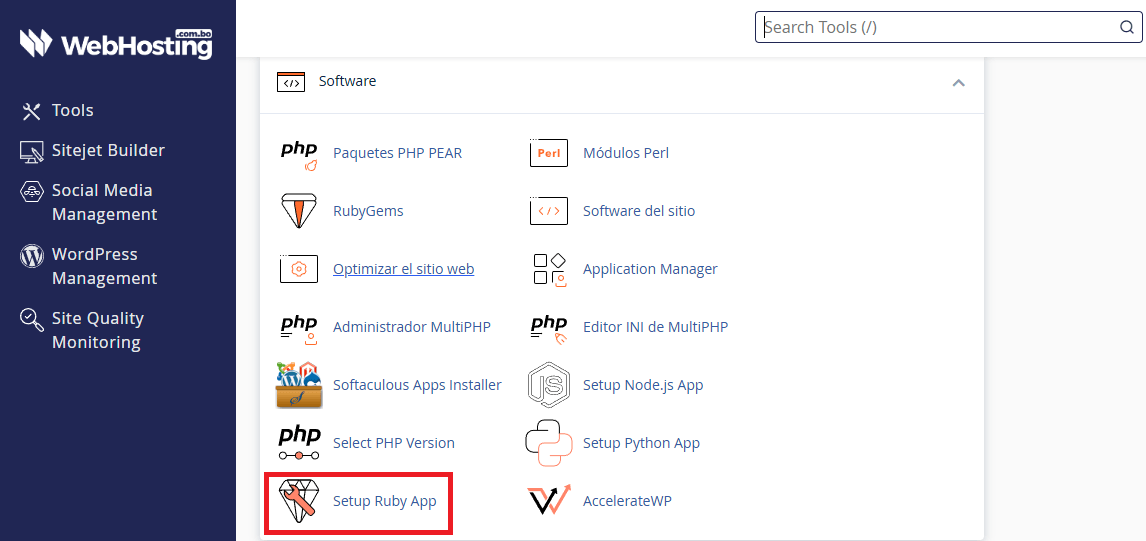 Setup Ruby App en cPanel